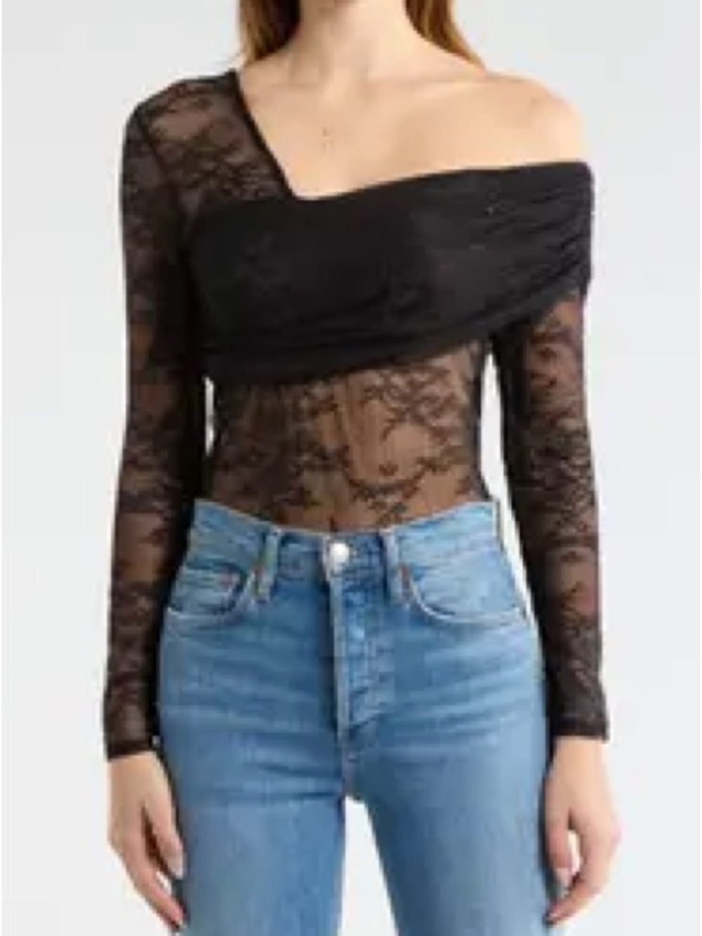 Steve Madden One Shoulder Lace Top M